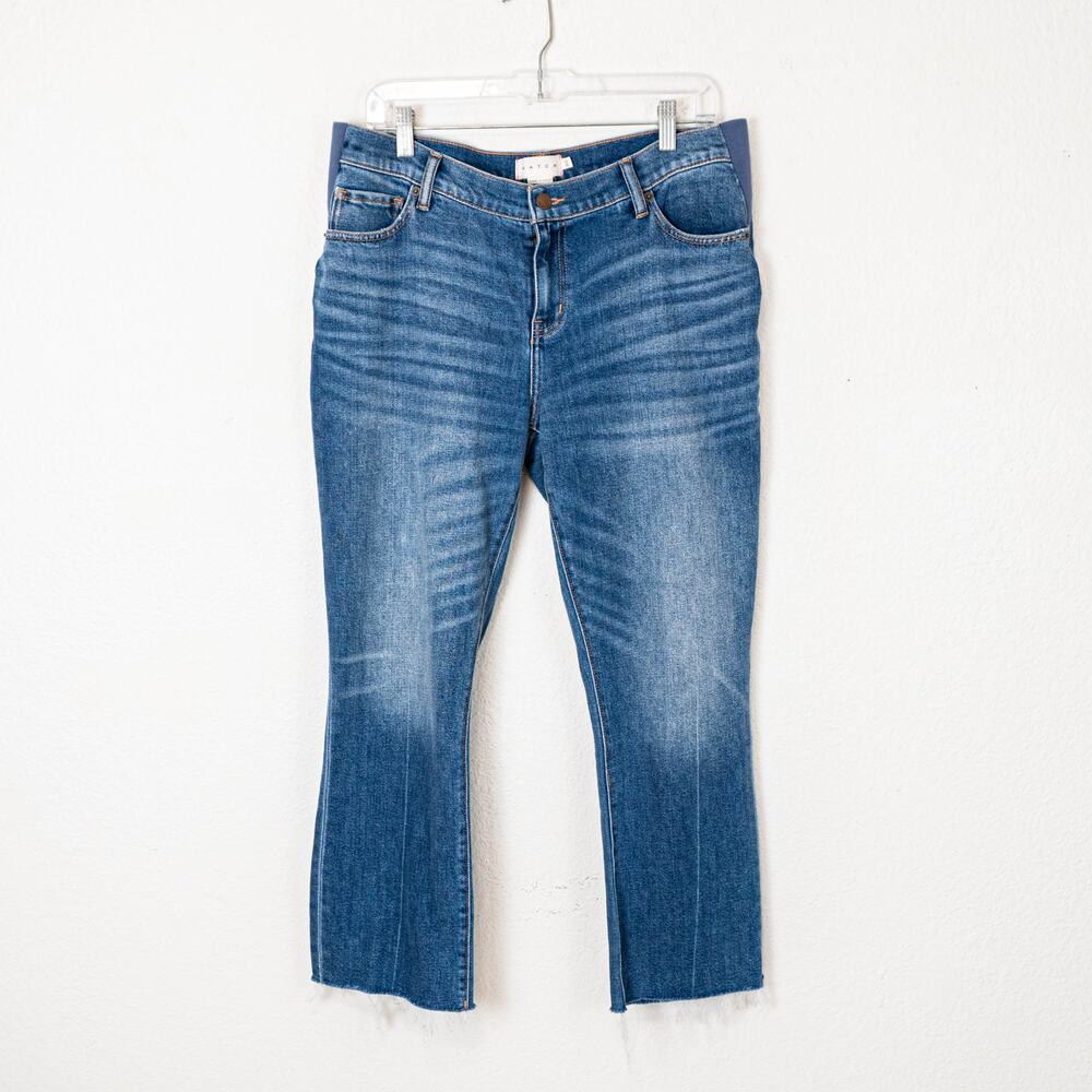 HATCH Maternity Boyfriend Jeans Crop Raw Hem in blue size 30